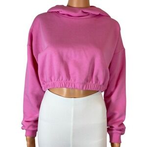 Naked Wardrobe Pink Cropped Hoodie Sweatshirt NW-T0642 Small